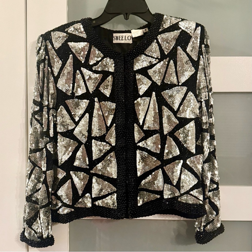 SWEELO vintage silk beaded and sequin top